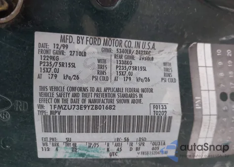 2000 Ford Explorer Xlt z USA, uszkodzony, nr VIN 1FMZU73E9YZB01682